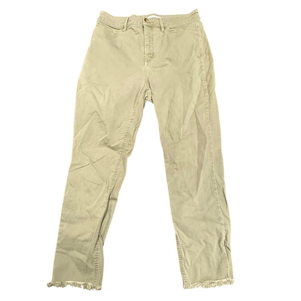 LOFT Women's Olive Green Curvy Skinny Raw Hem Frayed Ankle Pants Size 8 / 29